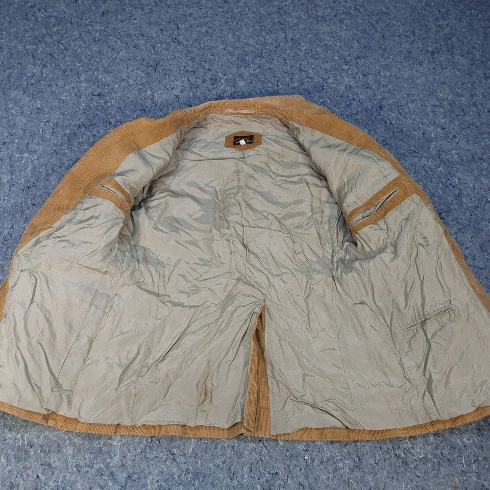 Vintage Cortefiel Corduroy Sport Coat Leather Trim Men Size 40 70s Classy